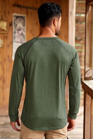 Mens Henley Shirts Long Sleeve Casual Classic Button Raglan T-Shirt (S-XXL) in Saudi Arabia