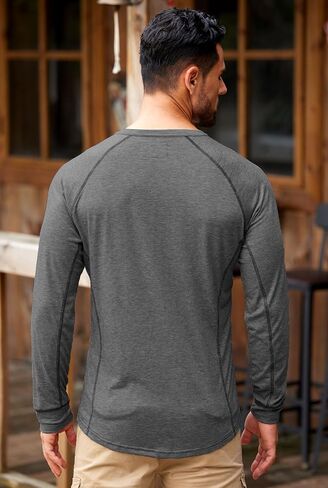 قمصان رجالي هينلي كم طويل كاجوال كلاسيكي بأزرار راجلان تي شيرت (S-XXL) in Kuwait