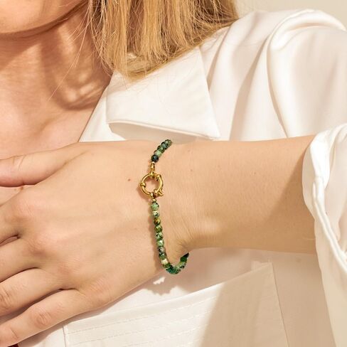 14k Plated Gold Beaded Pearl Bracelets stack, Gold Bracelets Non Tarnish Gold Pearl Bracelets Stretch for Women Bead Ball Bracelet Jewelry Gifts in Kuwait