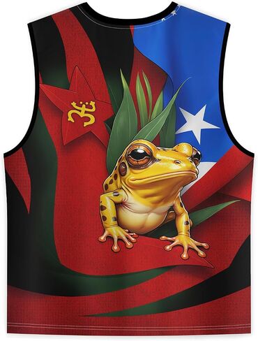 Men's Puerto Rican Flag Tank Top Casual 3D Frog Graphic Print Shirt Quick Dry Sleeveless Sports Vest in Saudi Arabia