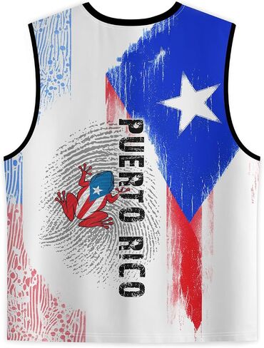 Men's Puerto Rican Flag Tank Top Casual 3D Frog Graphic Print Shirt Quick Dry Sleeveless Sports Vest in Saudi Arabia