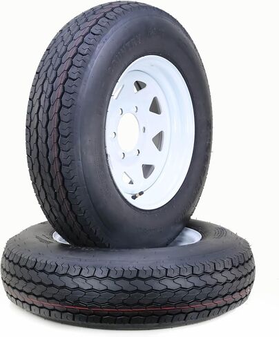 مجموعة عجلات إطارات مقطورة Free Country ST175/80D13 6-Ply C 91L 5 العروة على عجلة بيضاء PCD مقاس 4.5 بوصة، مجموعة 2 in Saudi Arabia