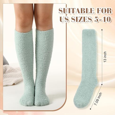 Geyoga 6 Pairs Knee High Cozy Fuzzy Socks for Women Soft Warm Long Plush Winter Long Socks for Christmas Winter Gifts in Saudi Arabia