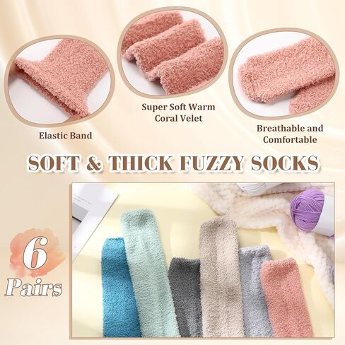 Geyoga 6 Pairs Knee High Cozy Fuzzy Socks for Women Soft Warm Long Plush Winter Long Socks for Christmas Winter Gifts in Saudi Arabia
