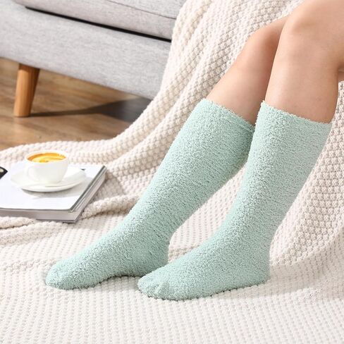 Geyoga 6 Pairs Knee High Cozy Fuzzy Socks for Women Soft Warm Long Plush Winter Long Socks for Christmas Winter Gifts in Saudi Arabia