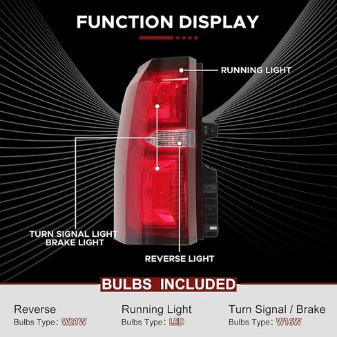 مجموعة مصابيح الذيل متوافقة مع مصباح Chevy Tahoe Suburban 3500HD 2015-2020 LED مصباح خلفي أحمر خلفي GM2800264 84467058 (جانب السائق الأيسر) in Kuwait