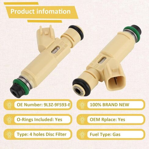 حاقن الوقود CM5059 OE 3.0L، متوافق مع/Ford Escape Taurus 2001 2002 2003، متوافق مع/Mercury 3.0 Sable 2001-2004، متوافق مع/Mazda Tribute |#YL8Z-9F593-CB| |4 ثقوب| |مجموعة من 6| in Kuwait
