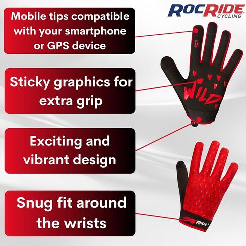 Animalz Full Finger Mens Cycling Gloves with Screen Compatible Tips. Mountain Biking, Road and BMX. Expressive Animal Print Designs. in Kuwait