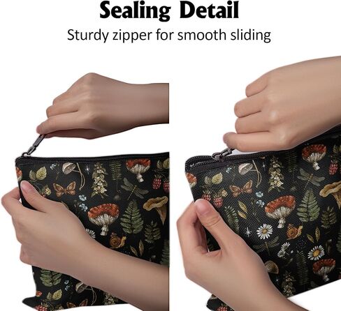 Cafl Vintage Woodland Makeup Bag Travel Large Mushroom Fern Cosmetic Bag Organizer toiletry Essentials Jewelry Skincare Zipper Bag For Women -10×8 inch in Kuwait