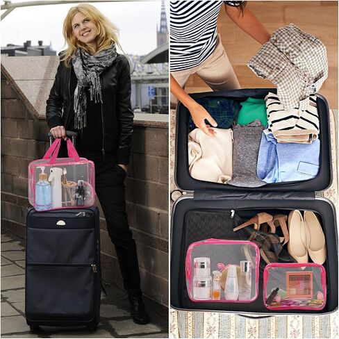 Tbestmax 6 Packs Clear Cosmetic Bags Makeup Bags Portable Waterproof Travel Toiletry Bags Organizer Rose Red(2L+2M+2S) in Saudi Arabia