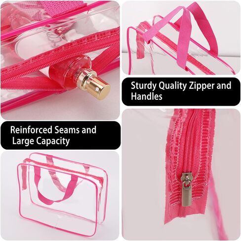 Tbestmax 6 Packs Clear Cosmetic Bags Makeup Bags Portable Waterproof Travel Toiletry Bags Organizer Rose Red(2L+2M+2S) in Saudi Arabia