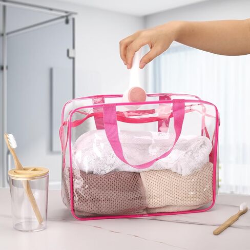 Tbestmax 6 Packs Clear Cosmetic Bags Makeup Bags Portable Waterproof Travel Toiletry Bags Organizer Rose Red(2L+2M+2S) in Saudi Arabia