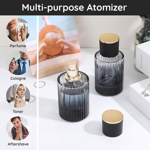 Segbeauty Travel Perfume Atomizer Refillable, 2 Packs Perfume Spray Bottle Cologne Atomize, 1.7oz/50ml Refillable Empty Glass Perfume Bottle, Fine Mist Spray Bottle Cologne Refill Bottle for Travel in Saudi Arabia