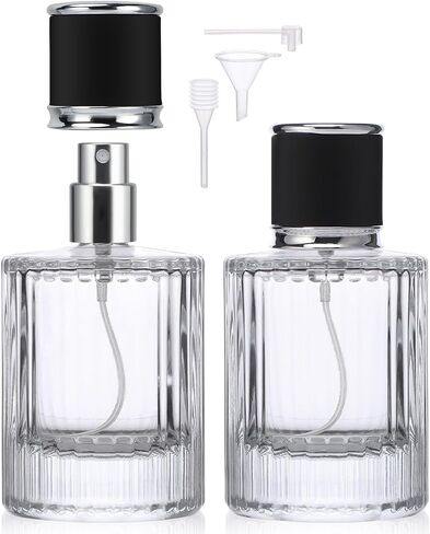 Segbeauty Travel Perfume Atomizer Refillable, 2 Packs Perfume Spray Bottle Cologne Atomize, 1.7oz/50ml Refillable Empty Glass Perfume Bottle, Fine Mist Spray Bottle Cologne Refill Bottle for Travel in Saudi Arabia