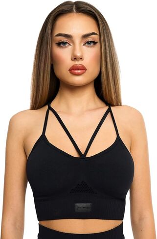 Seamless Sports Bra for Women Workout Top Bralettes Comfortable Soft Yoga Open Back Athletic Padded Gym Bras Black in Saudi Arabia
