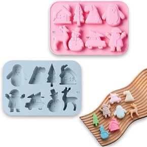 2 Pcs Snowflake Silicone Molds, 18-Cavity 3D Christmas Snowflake Chocolate Silicone Molds for DIY Christmas Winter Jello Candy Cupcake Fondant Baking Polymer Clay Decoration