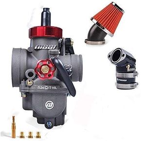 NIBBI Motorcycle Carburetor PE26mm 125CC Carburetor Kit With GY6 Intake Manifold 48mm Air Filter Fit Honda Yamaha Suzuki Kawasaki Motorcycle Scooter ATV Dirt Bike 100CC-150CC GY6 Engine