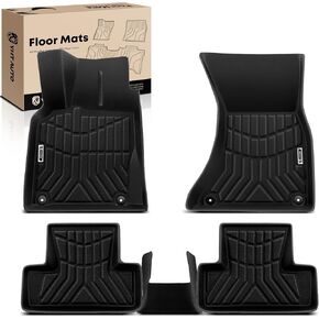 YHTAUTO Floor Mats Fit 2009-2017 Audi Q5, 2014-2017 SQ5, TPE All Weather Car Mats Waterproof Anti-Slip Odorless Floor Liner, Interior Car Accessories Front & 2nd Row Liner