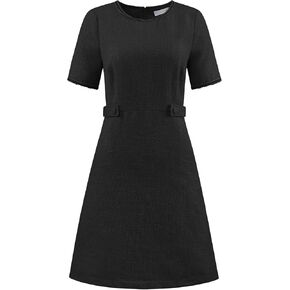 Women's Tweed Dress Round Neck Short Sleeve Elegant Work A-Line Short Dresses