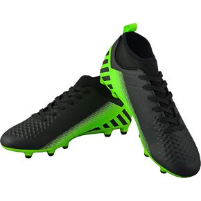 Vizari Santos Firm Ground Kids Soccer Cleats | Girls and Boys Soccer Cleats Embossed Synthetic Upper with Built-in Sock | Mid-Cut Football Shoes with Molded TPU Outsole for Maximum Traction