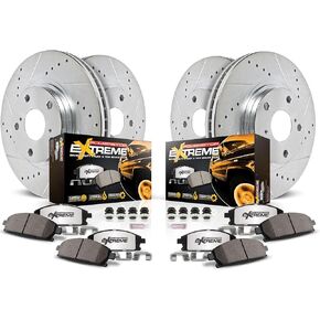 Power Stop K2072-36 Front and Rear Z36 Truck & Tow Brake Kit, Carbon Fiber Ceramic Brake Pads and Drilled/Slotted Brake Rotors For Chevrolet Express 3500, GMC Savana 3500 [Model Specific]