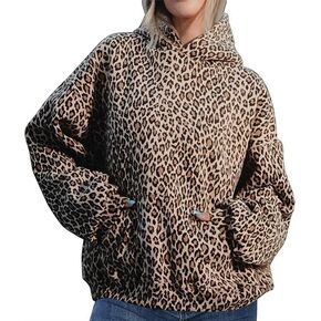 Y2k Cheetah Hoodie Leopard Print Hoodie Sweatshirt Women Oversized Trendy Graphic Hoodies 2000s Pullover Streetwear