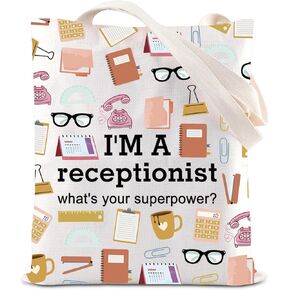 Receptionist Tote Bag Receptionist Appreciation Gift I'm A Receptionist What's Your Super Power Handle Bag Office Worker Gift