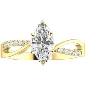 0.45 Ctw 14K White Gold Elegant Intertwine Twisting Split Shank Marquise Cut Diamond Engagement Ring (0.37 Ct G Color SI1 Clarity Center Stone)