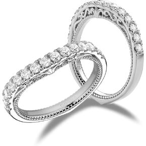 DovEggs Moissanite Eternity Wedding Band for Women 0.53CTW 2mm GHI Color Vintage Moissanite Lab Created Diamond Wedding Ring 14k Gold Quality Sterling Silver Engagement Ring