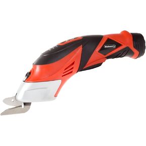 Cordless Electric Scissors - Multipurpose Fabric, Leather, Carpet or Cardboard Cutter with Rotary Blade and 4V Rechargeable Battery by Stalwart (Red)