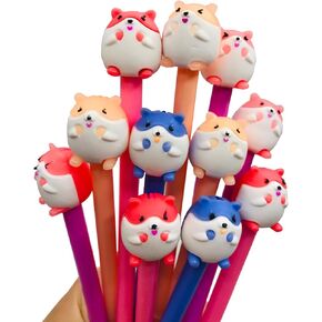 40 Pcs Cute Hamster Pens Gel Ink Pens Fun Kawaii Pens Animals Writing Pens 0.5 mm Black Ink Cool Pens Novelty Fun Pens for Kids School Office Home Supplies Student Present Hamster Party Favors
