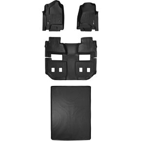 MAXLINER Floor Mats 3 Rows and Cargo Liner Behind 2nd Row Set Black for 2015-2018 Chevy Suburban/GMC Yukon XL