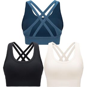 RUNNING GIRL Sports Bra for Women High Support, Criss-Cross Back Padded Strappy Sports Bras Yoga Bra with Removable Cups