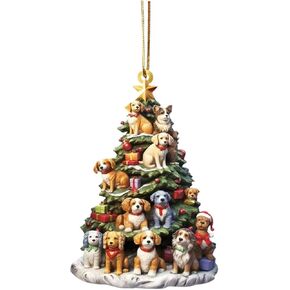 Christmas Tree Hanging, Christmas Tree Shape Dog Hanging, Christmas Hanging, Dog Stacking Decoration, Christmas Dog Acrylic Decoration, New Year Interior Decoration