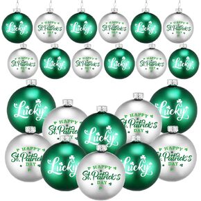 Bencailor 12 Pcs St. Patrick's Day Ball Ornament St. Patrick's Day Shamrock Hanging Ornament Good Luck Clover Balls Tree Decor for St. Patrick's Day Party Supplies(Various)