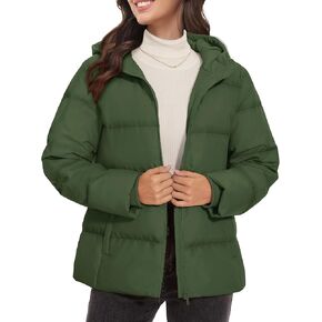MAGCOMSEN Women's Down Puffer Jacket with Hood Lightweight Thermal Quilted Coat with Pockets Zip-up Winter Warm Jacket