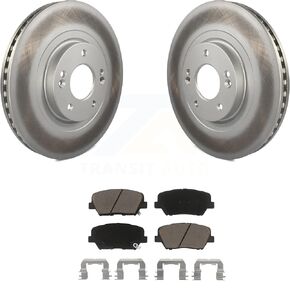 Transit Auto Front Coated Disc Brake Rotors And Ceramic Pads Kit Replacement For Kia Sorento Hyundai Santa Fe Sport KGC-100581