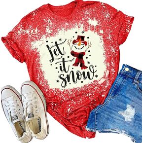 Christmas Shirts for Women Let It Snow Christmas T Shirt Funny Snowman Graphic Tees Casual Holiday Tops