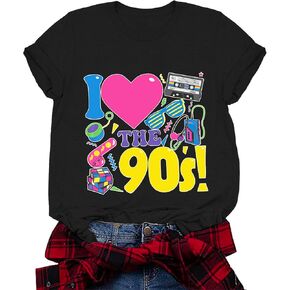 90s Outfits for Women I Love The 90s Shirts Short Sleeve 90's Theme Party Tee Casual Retro 90's Tops