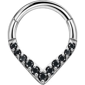 FANSING 316L Surgical Steel Zircon Teardrop Piercing Rings for Septum Daith