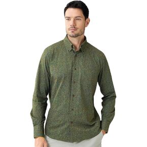 قمصان Tweed Like الرجالية بأكمام طويلة وأزرار سفلية قابلة للتمدد وممتصة للرطوبة وسريعة الجفاف بعامل حماية من الأشعة فوق البنفسجية 50