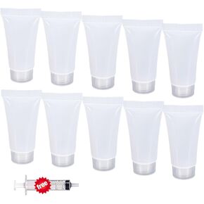 Refillable Travel Tubes 10PCS 5ml Empty Tubes for Facial Cleanser Hand Cream Lotion Clear Plastic Squeeze Sample Bottles for DIY Projects Soft Mini Toothpaste Travel Tubes (5ML)