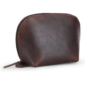 Leather Cosmetic Case, Travel makeup Bag, Leather Toiletry Bag, Luxury Makeup Pouch, Leather Cosmetic Pouch, Makeup Essentials Organiser Pouch for Men and Women (Tan)