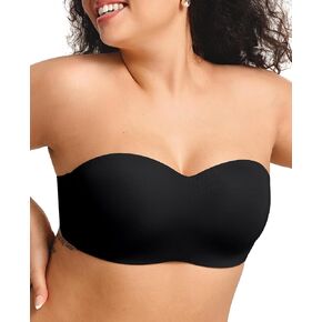 Strapless Bra Lightly Padded Push Up Bandeau Bras for Women Seamless Non-Slip Silicone Convertible Brasier