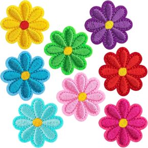 ANCIRS 24pcs Flower Iron on Patches, Cute Daisy Flowers Embroidered Patches, Floral Applique Sewing Patches for Clothes, Jeans, Jackets, Hats, Bags, DIY Crafts, 1.57x1.57inch, 12 Colors