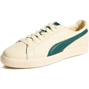 PUMA Select Men's Clyde Players Lane Sneakers, Creamy Vanilla/Dark Myrtle, Off White, Green, 11 Medium US