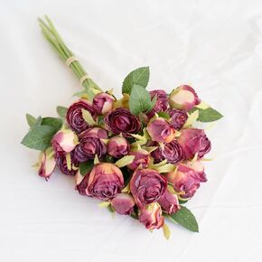 12pcs 24 Heads 13.7Iin Artificial Vintage Roses Fake Silk Rose Flowers with Long Stem for DIY Bouquets Wedding Centerpiece Party Home Kitchen Decoration (Champagne Yellow)