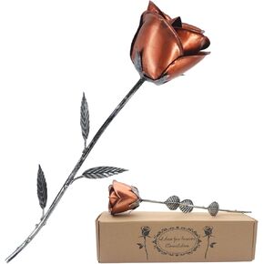 Bronze Anniversary 8 Year Gifts for Couple Wedding Anniversary Wife Gifts for Metal Flowers Handcrafted Eternal Rose Anniversary Her Gifts Bronze Gifts for Men(Bronze)