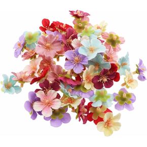 50PCS Simulation of Small Cherry Blossoms Mixed Colours Mini Small Silk Flowers Artificial Wreath Accessories Home Wedding Decoration Flower Head Wreath Scrapbooking Accessories