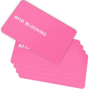 RFID Blocking Card - 5 Pack, Contactless NFC Credit Card ID Protection Safe Bank Card Passport Entire Wallet Purse Shield Protector Blocker Guard (Pack of 5, Pink)